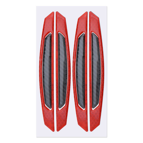 eMagTech 4PCS Car Door Anti-collision Stickers Night Safety Warning Reflective Strips Car Side Door Edge Bumpers 3D Carbon Fiber Texture Protector Universal for Most Vehicle Red