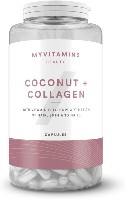 Myprotein Coconut & Collagen Capsules – Hydrolysed Collagen, Coconut Oil & Vitamin C – Supports Skin Health, Glow & Elasticity – 60 Capsules - 30 Servings (1 Month Supply)