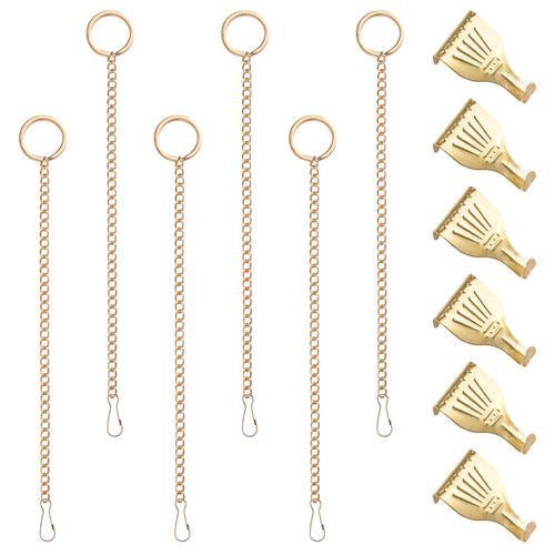 UFURMATE Picture Hanging Kit 6Pcs Picture Rail Hooks with 6Pcs Chains, Metal Rail Hanging Hooks Picture Display Hanging System for Wall Picture, Exhibition(Gold, 30CM)
