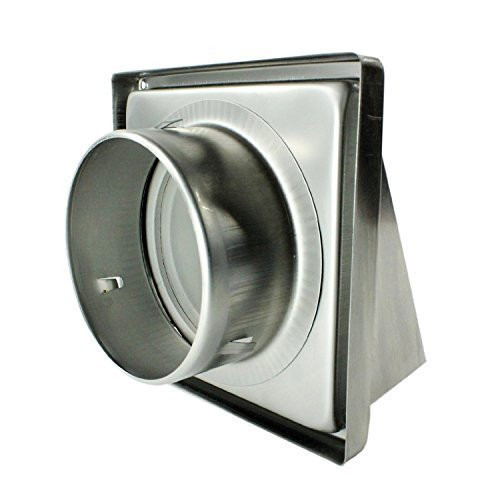 SPARES2GO Stainless Steel Cowled External Extractor Wall Vent Outlet with Cushioned Non Return Flap (125mm, 5")