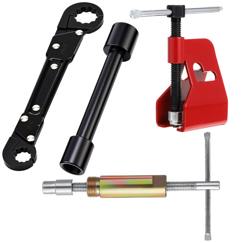 Lanties 4 Pcs Angle Stop Wrench Kit Plumbing Tool, Olive Ring Removal Tool with Diameter of 1/2", 3/4", Compression Sleeve Puller for 1/2" Compression Fitting, Install Angle Stop Nut(Ferrule,Black)