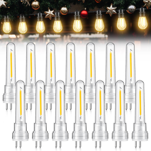 Meonum 14-Pack S14 LED String Light Bulbs, 1.7W, 2700K Warm White