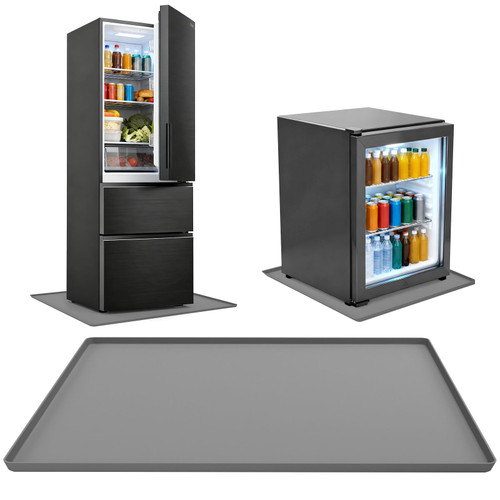 Refrigerator Mat, 23.6"X23.6" Silicone Drip Tray, Multifunctional Non-Slip Waterproof Home Appliance Mat for Refrigerator, Washing Machine, Dryer, Dishwasher,Easy to Clean, Protects Floor Gray