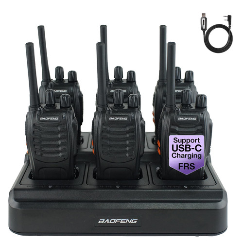 BAOFENG Walkie Talkies BF-88A 6 Way Charger FRS Radio License-Free 6 Pack