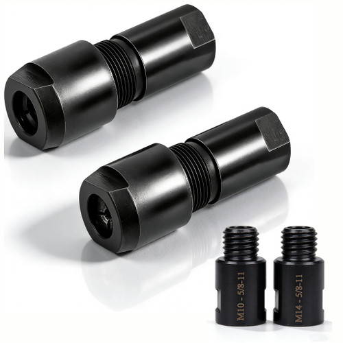 4PCS Adapter, 2PCS Angle Grinder to Die Grinder Adapter 5/8"-11 Thread to 1/4" (6mm) & 1/8" (3mm) Collet Chucks, 2 PCS Angle Grinder Attachment Converter M10/M14 Female to 5/8"-11 Male