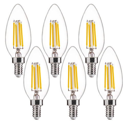 FLSNT 60W Equivalent LED Chandelier Light Bulbs, Dimmable LED B11 E12 Candelabra Base Bulbs, 3500K Natural White, 550LM, 6 Pack UL,CA65 Listed.