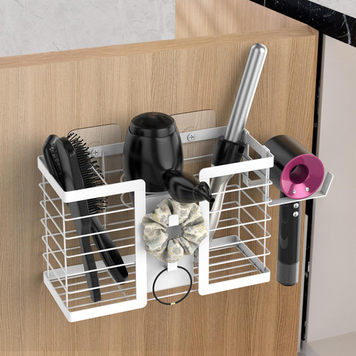 FUNKYLEE 3-in-1 Universal Hair Tool Organizer Wall Mount, White - 2 Pack