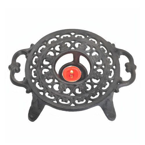 SECHUDO Cast Iron Teapot Warmer with Candle, Tea Pot Holder,