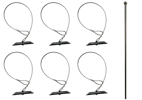 6" Chisel Earth Anchors - 6 pcs and Drive Rod - Heavy Duty Ground Anchor with 33" Cable - Cable Earth Anchor for Swing Set, shed, Greenhouse, Fence and More