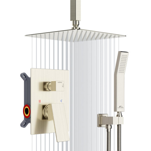 SunCleanse Rainfall Shower Faucet Set with High Pressure in Brushed Nickel