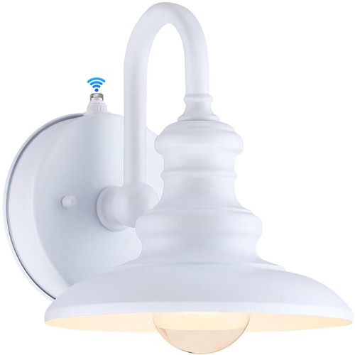 LONEDRUID Dusk to Dawn Sensor Outdoor Gooseneck Barn Light Fixture White