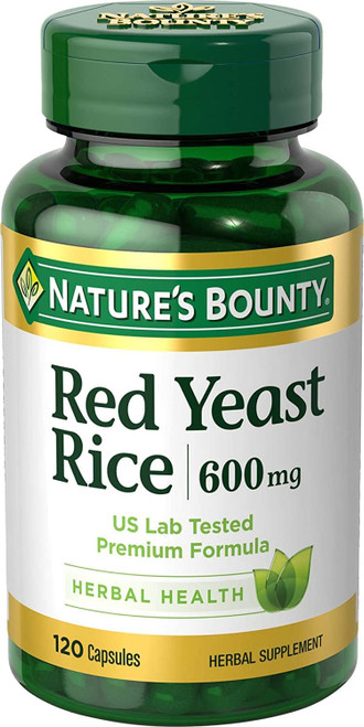 Nature's Bounty Red Yeast Rice Pills and Herbal Health Supplement, 600mg, 120 Capsules