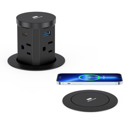 Haiaoyyds 2.4" Pop Up Countertop Outlet, 30W USB-C & Wireless Charger