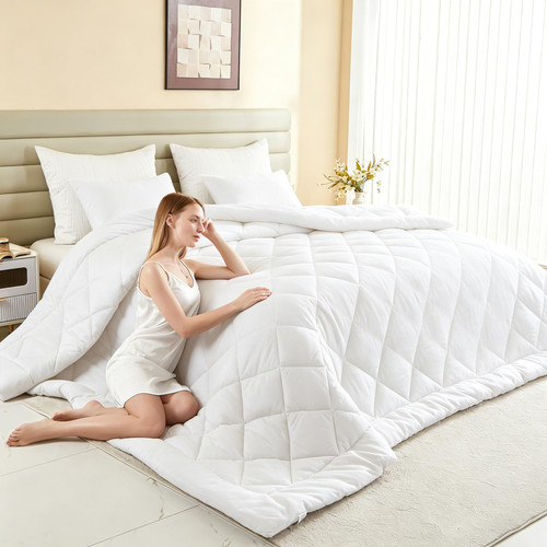 120x98 Oversized King Comforter,Super King Size Comforter Oversized, All Season Soft Lightweight Quilt Down Alternative Duvet Insert with 8 Corner Tabs(120x98, White)