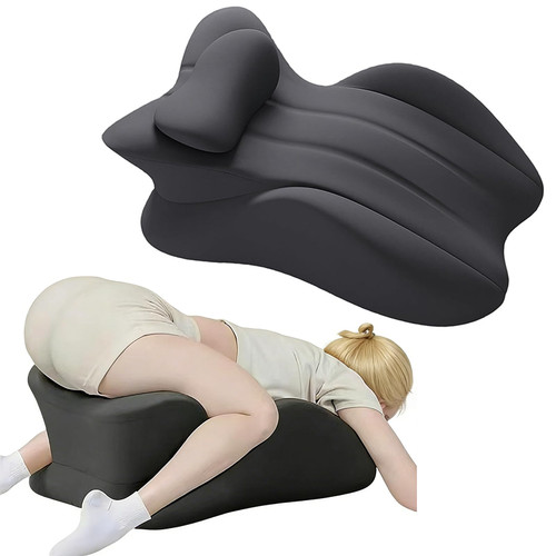 Multi-functional Black Throw Pillow with Memory Foam for Sleeping & Reading, Chest Wedge Pillow with Adjustable Armrests, Removable Cover Body Pillow Suppurt Ergonomic Back Cushion for Neck Pain