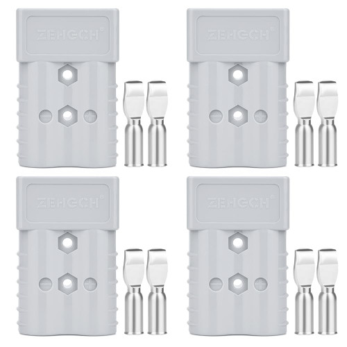 ZEHGCH 350Amp 600V Battery Cable Quick Connect/Disconnect Connector Plug Kit for Car Forklift Motor Winch Trailer (2/0AWG 4PCS Gray)