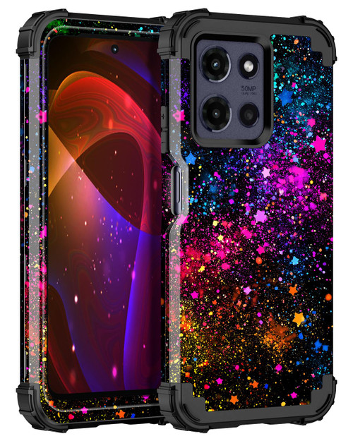 Casetego Compatible with Moto G 5G 2026 Case,Glow in The Dark Three Layer Heavy Duty Sturdy Shockproof Full Protection Rugged Hard PC+Soft TPU Bumper Case,Colorful Sky