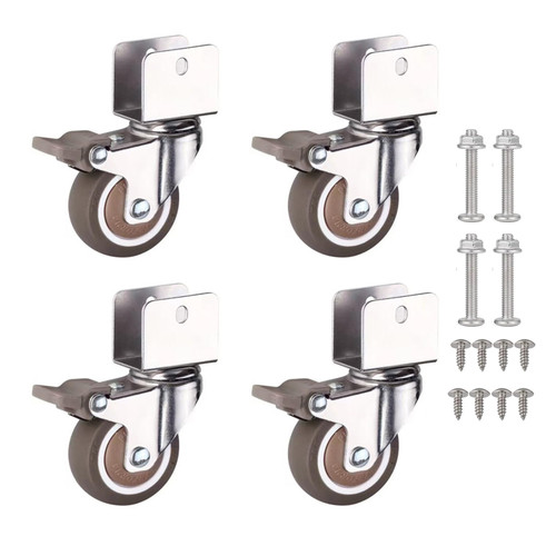 AONMTOAN 2 inch Swivel Caster Wheels with 11/16" (18mm) U-Bracket,Moving Swivel Wheel, with Brake Rubber Caster,for Loading Capacity 200 Lbs,Set of 4