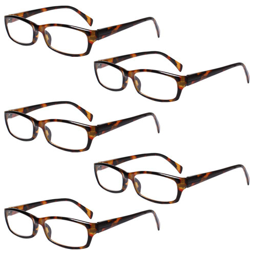Henotin 5-Pack Reading Glasses Blue Light Blocking Anti Eyestrain Computer Reading Glasses for Women and Men Readers (5 Pack Tortoise, 3.50, Diopters)