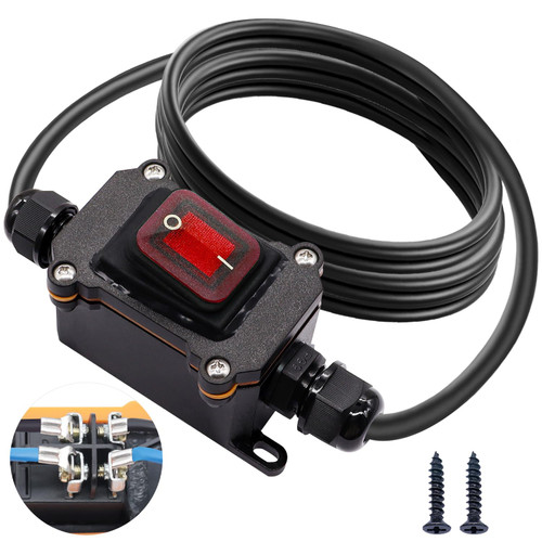 Bemaka IP67 Waterproof Inline Switch 12V DC 20A 4Pin 2 Position On/Off Toggle Switch with 14 AWG Wire Outdoor Inline Cord Switch with Red LED Rocker Button