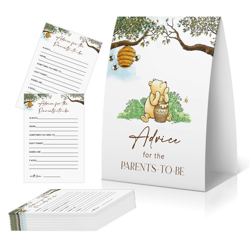 OXEDP Advice for the Parents to Be Cards, Baby Shower Advice Cards, Bear Baby Shower Decorations, Bear Gender Neutral Baby Shower Activity-WNYX03