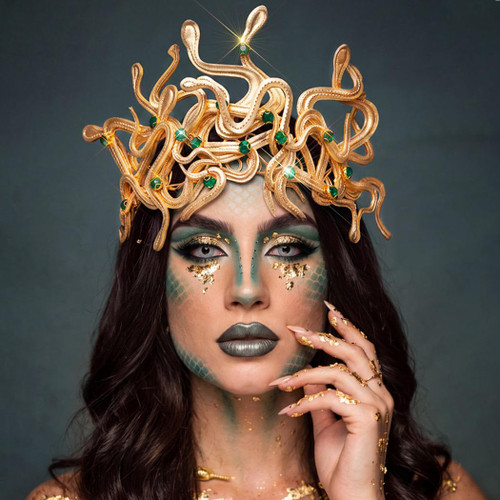 GORTIN Medusa Headpiece Gold Greek Goddess Snake Headband Halloween Medusa Costume Hair Accessories for Women