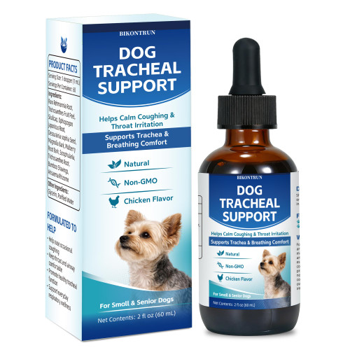 Dogs Tracheal Collapse, 2 FL OZ Trachea Cough Elixir, Natural Herbal Support Drops Helps Reduce Dry Honking Cough, Wheezing & Throat Irritation, Promotes Respiratory Comfort (Chicken Flavor)