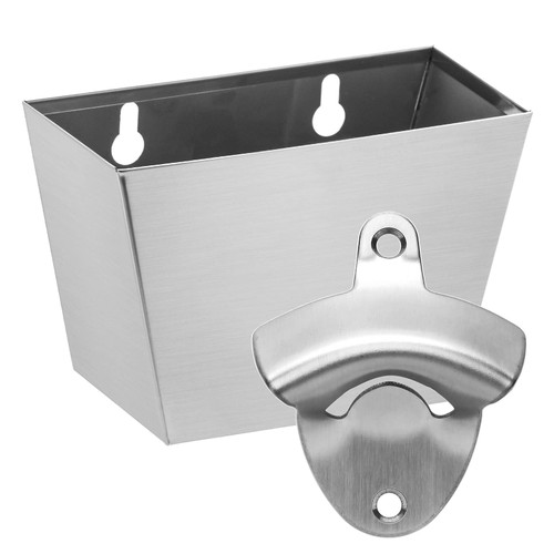 Luwanburg Wall Mounted Beer Bottle Opener with Cap Catcher Drain Openings