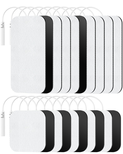 TENS Unit Replacement Pads, Nursal Reusable Self-Adhesive Electrodes Pads 20 Packs 2x2” 2x4”, Latex Free Pigtail TENS Pads, Compatible with TENS 7000, AUVON TENS, Etekcity, Nicwell Care Tens
