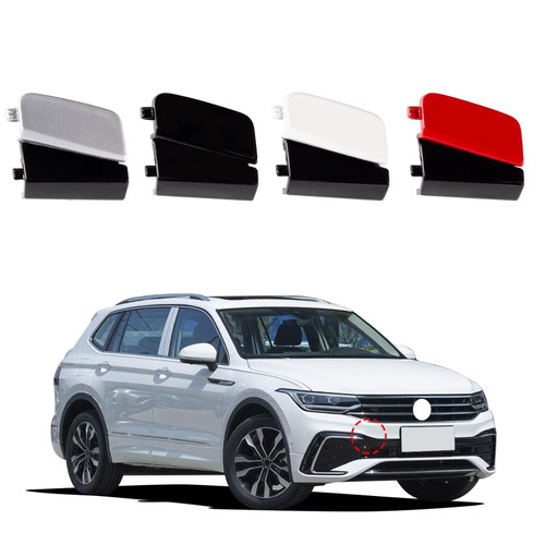 Car Front Bumper Tow Hook Cover Cap Towing Eye Fit For VW Tiguan X/L 2022 2023 2024 Replacement Accessory White Right Passenger Side
