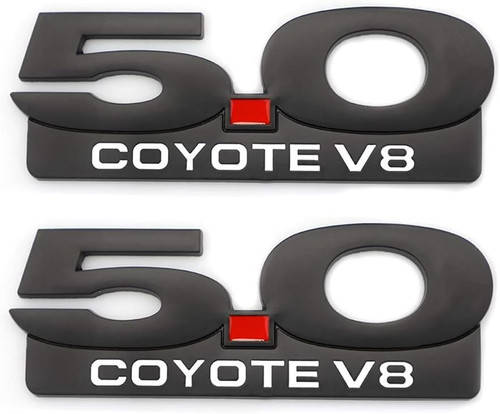 2PCS 5.0 Coyote V8 Emblem Decal Replacement for F150 Fx4 Mustang GT Metal Right/Left/Tailgate Badge Car Truck Accessories (Black)