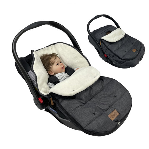 funlife 4 in 1 Premium Waterproof Universal Anti-Wind Infant Car Seat Cover Comes with Ultra Soft Fleece Car Seat Bunting Bag for Winter,Car Seat Cover Bunting Set for 0-12M