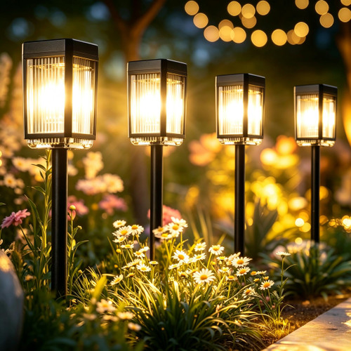 HMDecor 10-40 LM Solar Pathway Lights 3 Brightness Modes 8 Pack