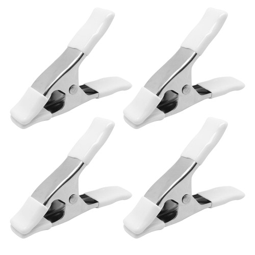 SWZHAI 4 PCS Dress Clips Clothing Clips for Fitting, 4 Inch Heavy Duty Metal Clothing Clamps with Rubber Tips, Fixed Clamp for Bridal, Seamstress, Mannequin, Clothing Store (White)