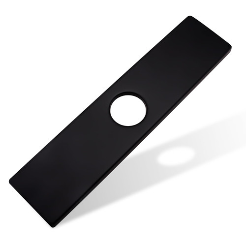Faucet Deck Plate, Sink Hole Cover,Stainless Steel Long Rectangle 10 Inch Plate Escutcheon for 1 or 3 Hole Bathroom or Kitchen Sink Matte Black