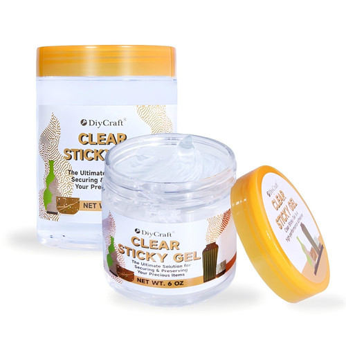 6 oz Clear Sticky Gel for Museum Exhibits, Reusable Putty, Non-Toxic Clear Adhesive Glue Gel to Antiques, Glass, Ceramic and Action Figures (6)