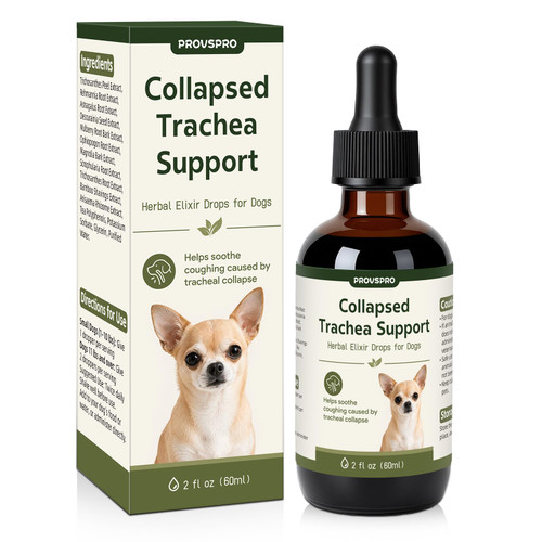 Trachea Cough Elixir, Collapsed Trachea Support for Dogs, Tracheal & Respiratory Airway Liquid, Dog Cough Relief Drops for Small Breeds, Natural Herbal Formula 2 fl oz