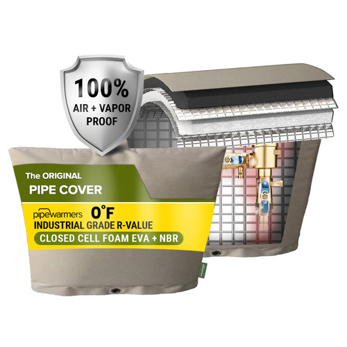The Original Winter Pipe Insulation Cover (0˚F) - Extra-Thick EVA+NBR (UV-Coated) Insulated Backflow Preventer Freeze Protection, Pump Cover, Sprinkler/Well/Valve Head Cover - (40" W X 24" H)