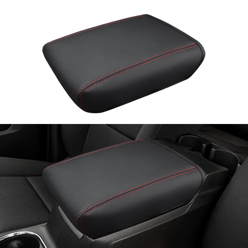 INTGET Center Console Cover for 2026 Chevy Colorado/GMC Canyon Accessories 2023 2024 2025 Trail Boss/Truck/ZR2/AT4 Car Interior Leather Middle Armrest Arm Rest Lid Pad (Red Stitches, 2023+)