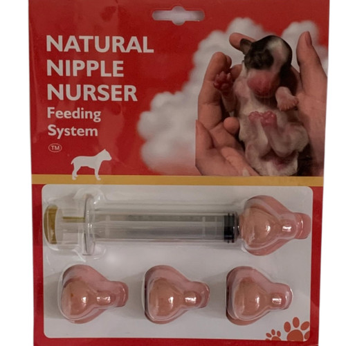 The Natural Nipple Nurser, Pet Feeding Nipple with Syringe,Puppy Bottles for Nursing, Newborn Puppy Nursing Nipple, Puppy Feeder, Nursing Nipples for Small Animals, Whelping Supplies (Small)