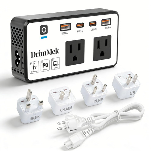 200W Voltage Converter US to Europe, Step Down Travel Power Adapter with 4 USB Ports, 2 AC Outlets for Curling Iron Hair Straightener Laptop, EU UK AU Plug, for Cruise Ship Travel