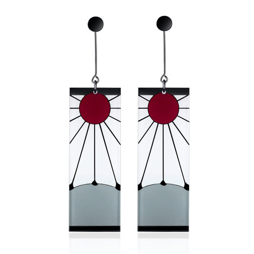 925 Sterling Silver Tanjiro Earrings,Anime Cosplay Tanjiro Black Earrings Ear clip For Men Women Earrings (E1)