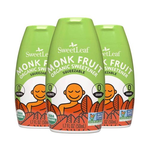 SweetLeaf Organic Monk Fruit Liquid Drops, Unflavored - 1.7 Fl Oz, 3 Pack