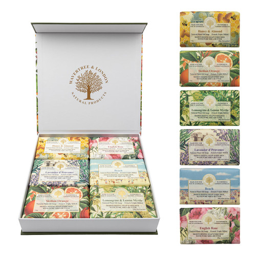 Wavertree & London Scented Soap Bars Gift Set, 6 Fancy Bath Soap Bars