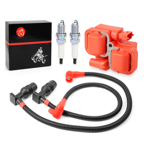 Ignition Coil and Spark Plug w/Wire Cap Compatible with Polaris Ranger Crew 800 RZR 4 S 800 2011-2017 4010425 4012888 4012889 4013078