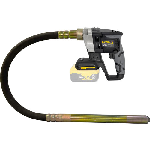 IRONFACE 20V Cordless Concrete Vibrating Tool, Poker with 3.8ft Shaft Rod, Brushless Motor, Compatible with Dewalt 18V 20V Batteries (Tool Only) (For DW)