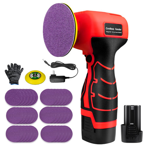 Cordless Electric Sander with 36PCS Sandpapers, 3500 RPM, 2000mAh Battery, Lightweight & Compact Design for Wood, Metal, Paint Removal, and DIY Projects