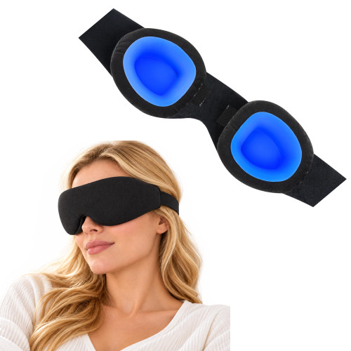 Sleep Mask for Dry Eyes, 100% Blackout Hydrating Sleeping Mask Black