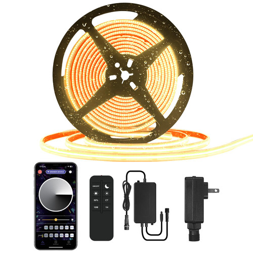 BUNACET 50ft COB Outdoor LED Strip IP67 Waterproof, 3000K Warm White