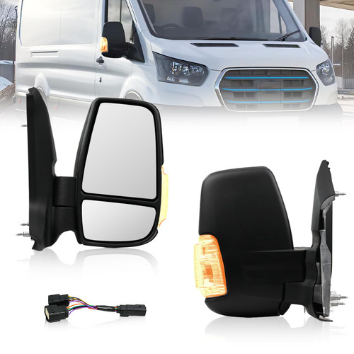 Convitex Passenger Side Mirror for Ford Transit 2015-2025, Right Short Arm Door Mirrors Replacement Power Mirror with Turn Signal Light, Heated Glass